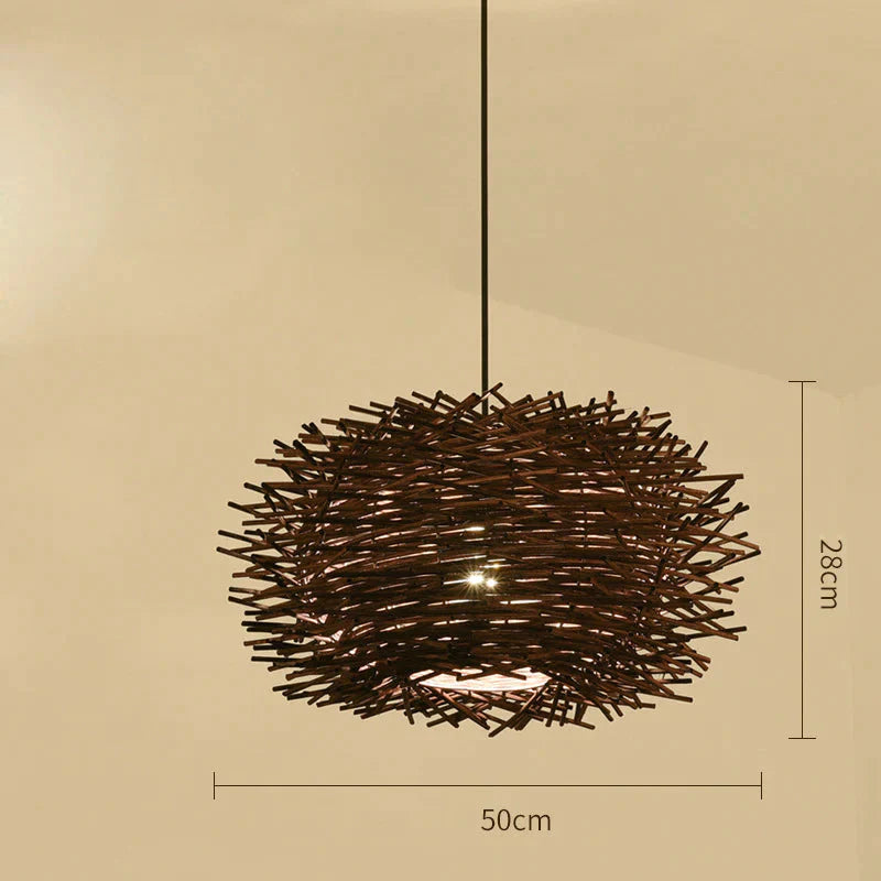 Bamboo Rattan Chandelier Restaurant Homestay Creative Bar Lamp Coffee / Dia50Cm Led Light Source