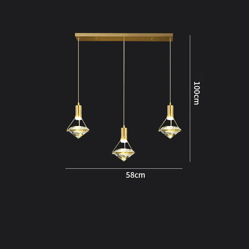 All Copper Light Luxury Restaurant Chandelier Modern Simple Atmospheric Crystal Lamp Pendant