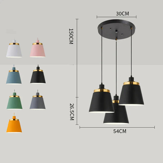 Macaroon Simple Multi - Color Dining Table Creative Chandelier Bedroom Hotel Room Kitchen Bar Black