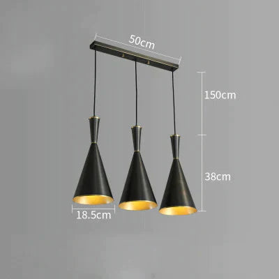 Bedroom Bedside Copper Personality Simple Cafe Bar Single Head Three Restaurant Chandelier Black /