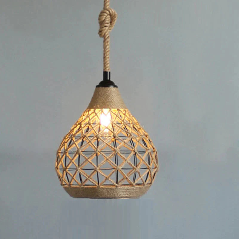 Vintage Hemp Rope Woven Chandelier As Show Pendant