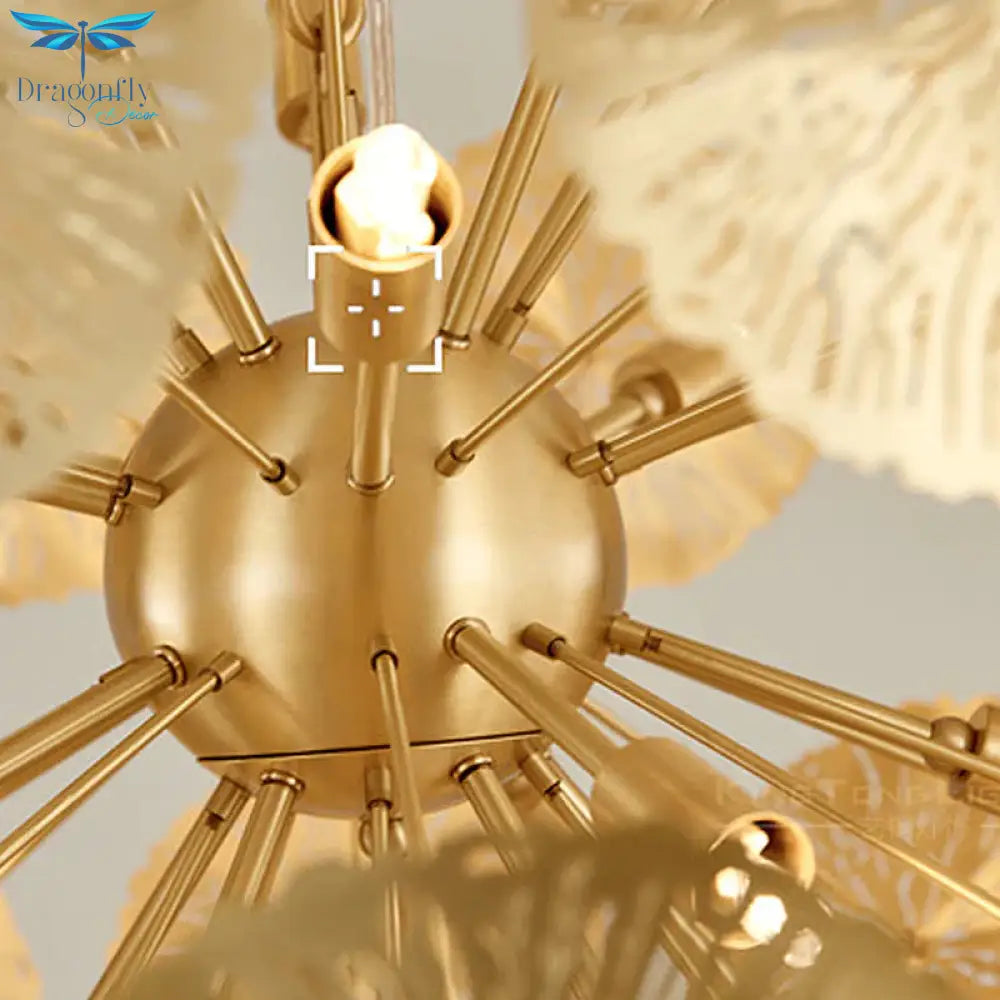 12/20 Bulbs Metal Chandelier Lamp Colonial Gold Spherical Living Room Hanging Ceiling Light