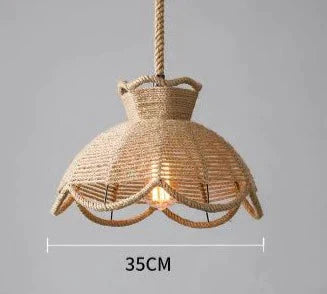 Hemp Rope Lamp Retro Creative Personality American Rural Small Chandelier L / No Bulb Pendant