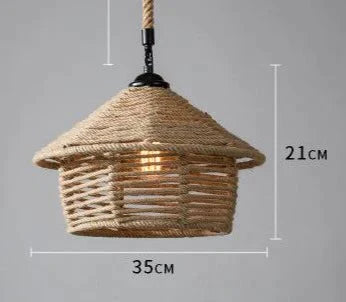 Hemp Rope Lamp Retro Creative Personality American Rural Small Chandelier A / No Bulb Pendant