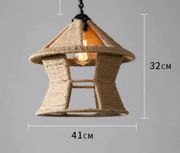 Hemp Rope Lamp Retro Creative Personality American Rural Small Chandelier D / No Bulb Pendant