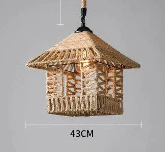 Hemp Rope Lamp Retro Creative Personality American Rural Small Chandelier H / No Bulb Pendant