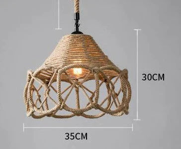 Hemp Rope Lamp Retro Creative Personality American Rural Small Chandelier C / No Bulb Pendant