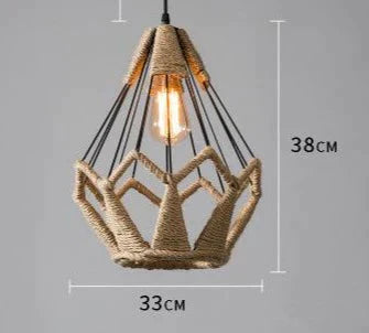 Hemp Rope Lamp Retro Creative Personality American Rural Small Chandelier E / No Bulb Pendant