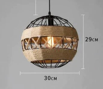 Hemp Rope Lamp Retro Creative Personality American Rural Small Chandelier F / No Bulb Pendant