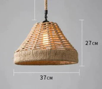 Hemp Rope Lamp Retro Creative Personality American Rural Small Chandelier I / No Bulb Pendant