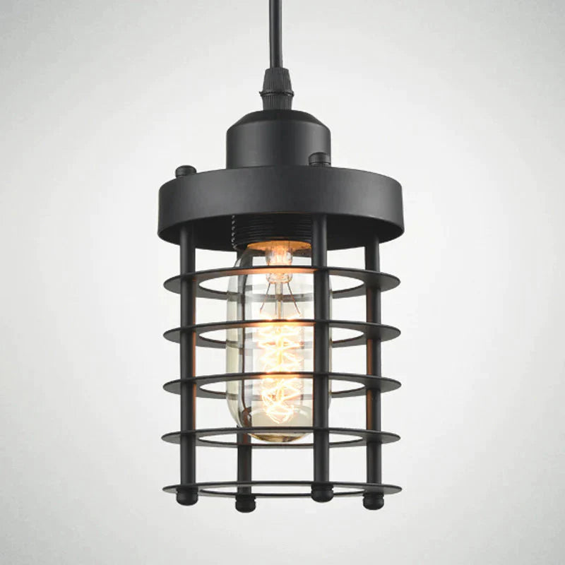 American Country Industry Wind Iron Single - Head Chandelier Black / Warm Light Pendant