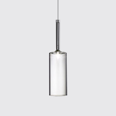 Sofia - Modernist 1 - Light Grey/Red/Orange Led Pendant Light Fixture Clear / Long Column