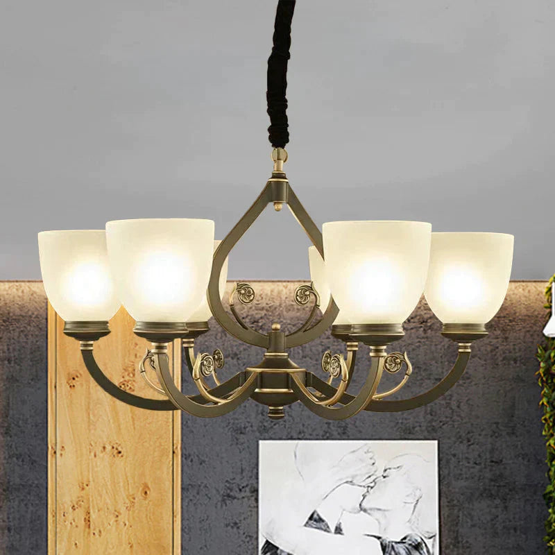 Black Curvy Arm Ceiling Pendant Light Traditional Metal 6/8 - Head Living Room Chandelier Lighting