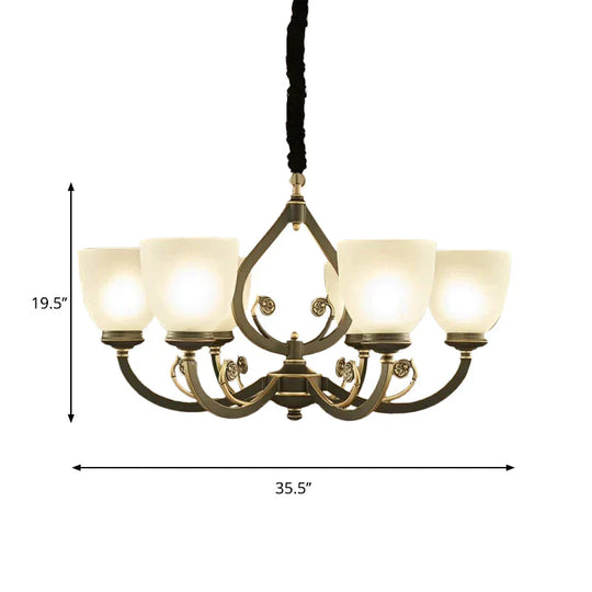 Black Curvy Arm Ceiling Pendant Light Traditional Metal 6/8 - Head Living Room Chandelier Lighting