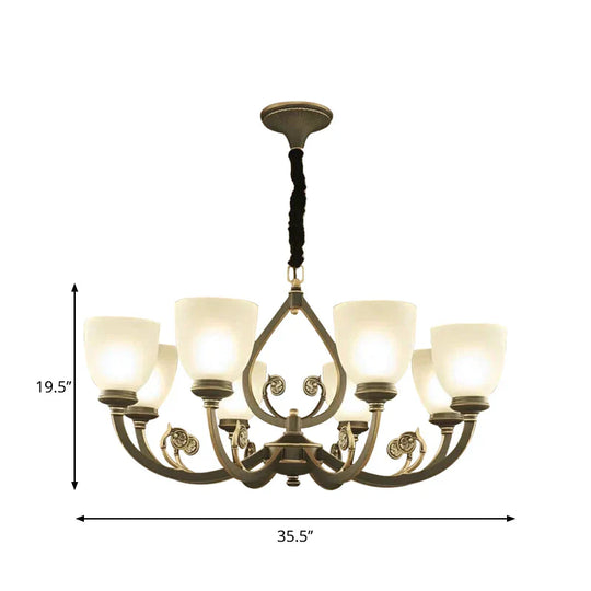 Black Curvy Arm Ceiling Pendant Light Traditional Metal 6/8 - Head Living Room Chandelier Lighting