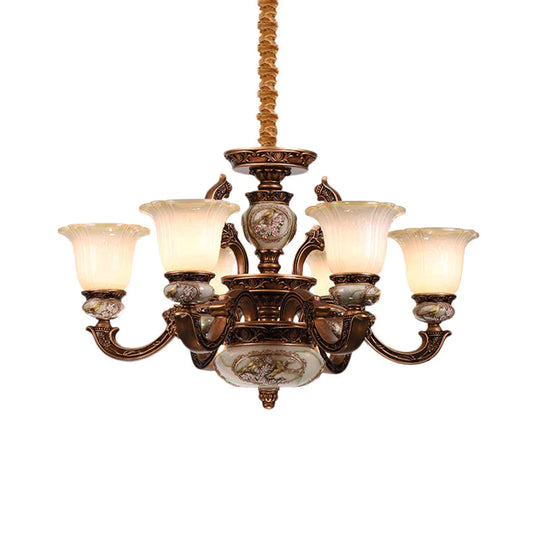 Metal Swooping Arm Ceiling Chandelier Traditional Style 6/8 Lights For Living Room Dining Room