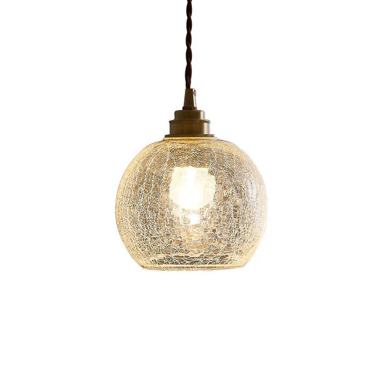 Dining Hall Lamp Retro Simple Brass Glass Ball Small Chandelier Personality Hotel Bedside Pendant