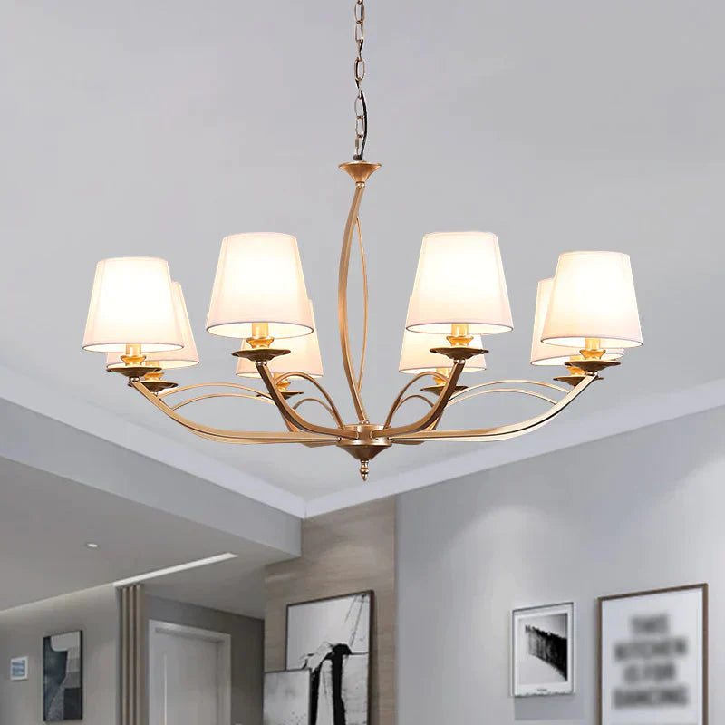 Swooping Arm Metallic Chandelier Lighting Traditional Style 4/6/8 Heads Guest Room Suspension Lamp