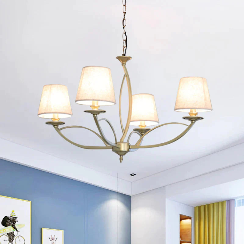 Swooping Arm Metallic Chandelier Lighting Traditional Style 4/6/8 Heads Guest Room Suspension Lamp