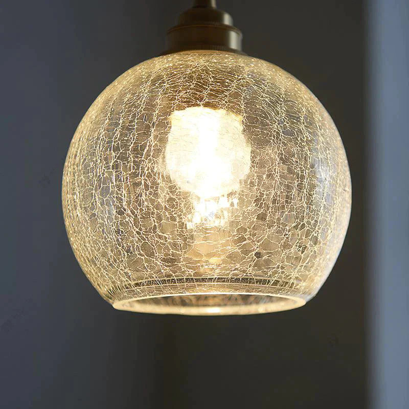 Dining Hall Lamp Retro Simple Brass Glass Ball Small Chandelier Personality Hotel Bedside Pendant