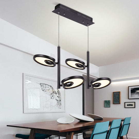 Elena - 2/4/6 Heads Leaf Suspended Pendant Light Modern Metal Black/White Led Hanging For Dining