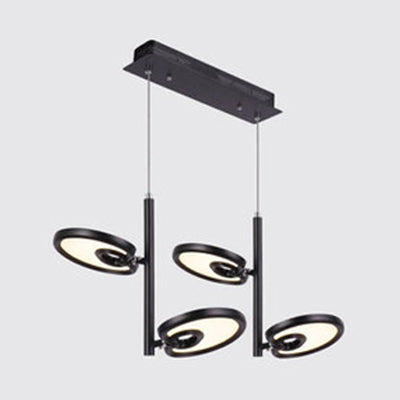 Elena - 2/4/6 Heads Leaf Suspended Pendant Light Modern Metal Black/White Led Hanging For Dining