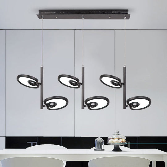 Elena - 2/4/6 Heads Leaf Suspended Pendant Light Modern Metal Black/White Led Hanging For Dining