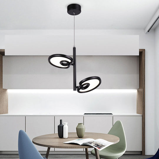 Elena - 2/4/6 Heads Leaf Suspended Pendant Light Modern Metal Black/White Led Hanging For Dining