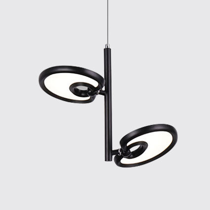 Elena - 2/4/6 Heads Leaf Suspended Pendant Light Modern Metal Black/White Led Hanging For Dining