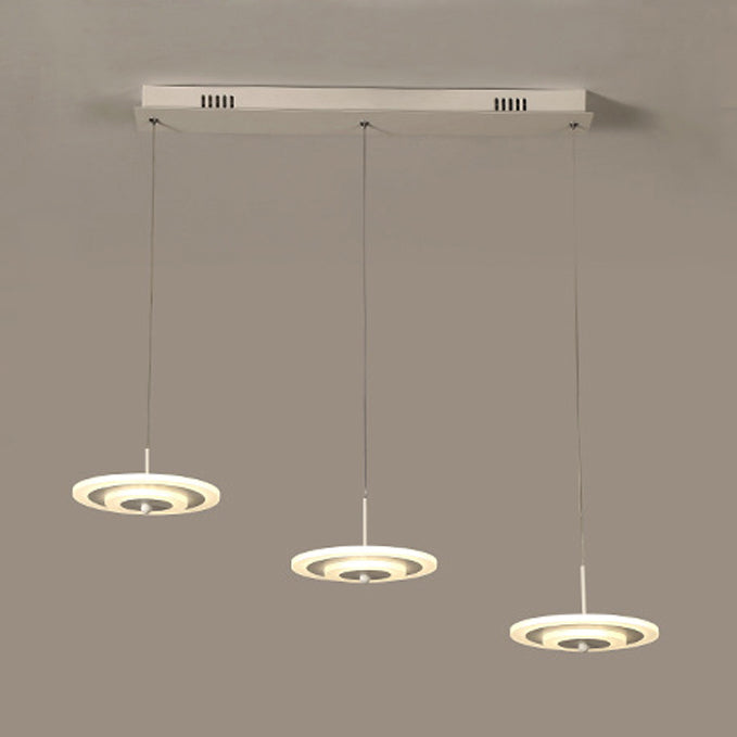 Homam - Modern White/Brown Round Ceiling Light Led 3/6 - Light Acrylic Hanging Pendant In