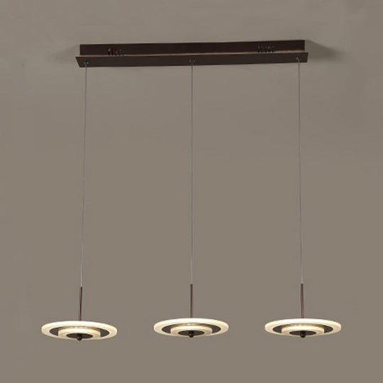 Homam - Modern White/Brown Round Ceiling Light Led 3/6 - Light Acrylic Hanging Pendant In