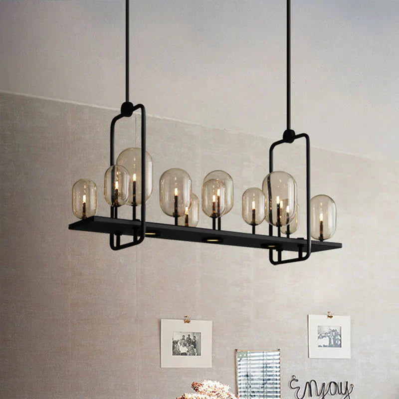 American Retro Wrought Iron Chandelier Rectangle Pendant