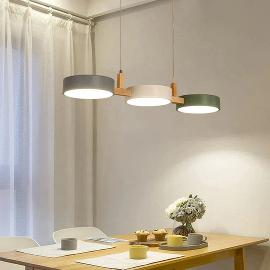 Three Head Restaurant Lamp Modern Simple Makaron Color Bar Bedroom Cafe Chandelier Pendant