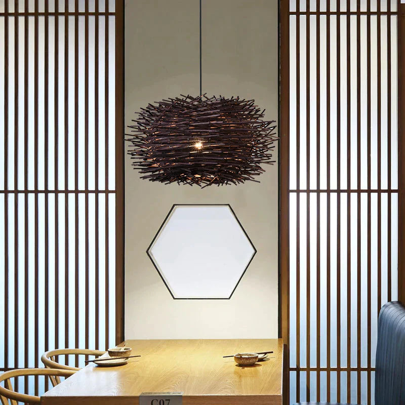 Bamboo Rattan Chandelier Restaurant Homestay Creative Bar Lamp Pendant