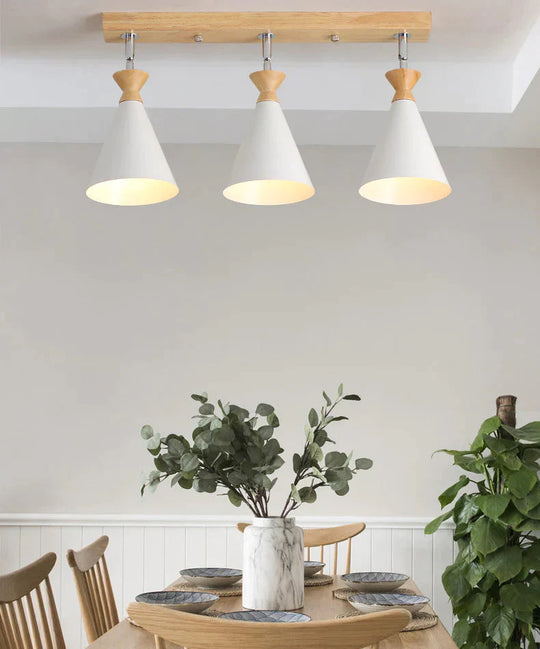 Nordic Creative Restaurant Three - Head Strip Ceiling Lamp White / Without Bulb