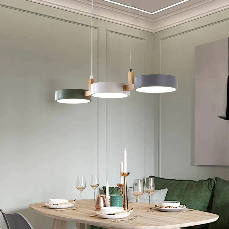 Three Head Restaurant Lamp Modern Simple Makaron Color Bar Bedroom Cafe Chandelier Pendant