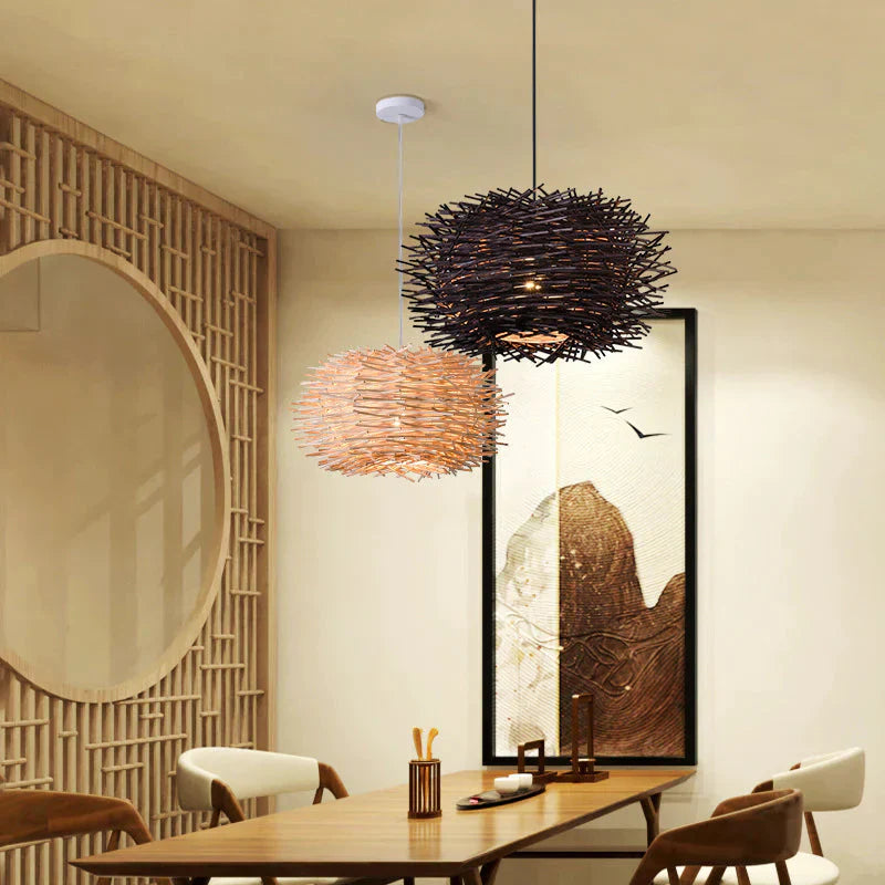 Bamboo Rattan Chandelier Restaurant Homestay Creative Bar Lamp Pendant