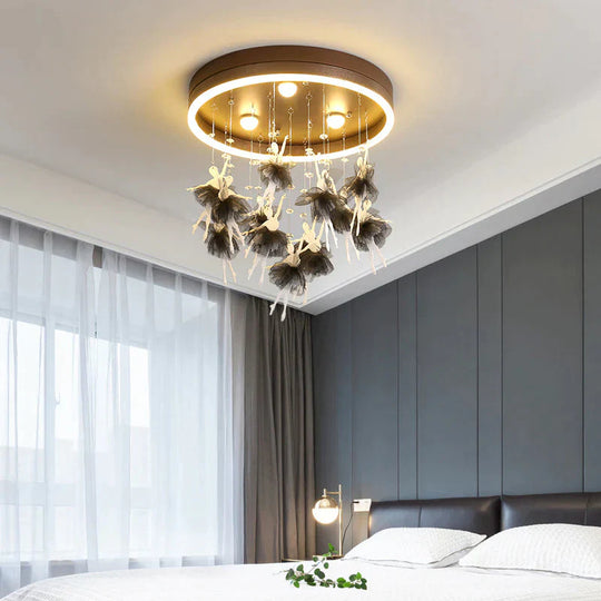 Bedroom Lamp Simple Modern Creative Warm Romantic Princess Room Led Ceiling A Coffee / White Light