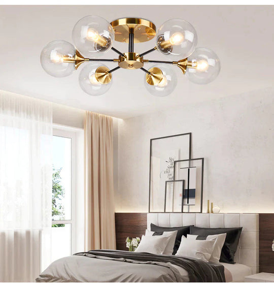 Nordic Light Luxury Glass Living Room Dining Ceiling Lamp
