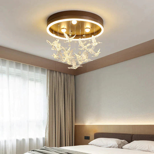 Bedroom Lamp Simple Modern Creative Warm Romantic Princess Room Led Ceiling Brown / White Light