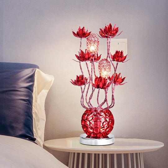 Pollux - Led Ball Table Lamp Red/Purple Aluminum Floral Nightstand Lighting Red / 16