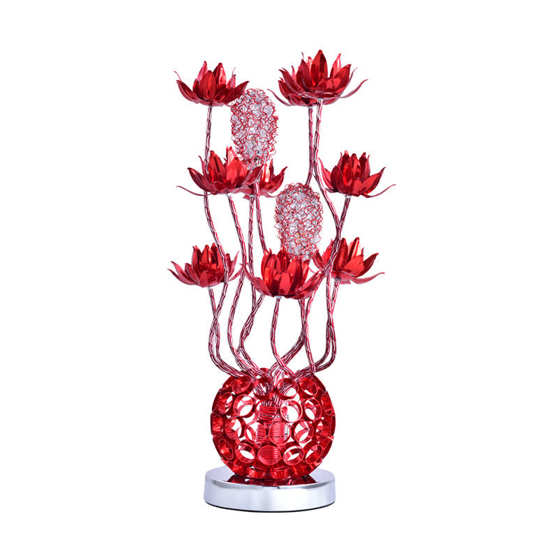 Pollux - Led Ball Table Lamp Red/Purple Aluminum Floral Nightstand Lighting