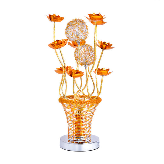Zoey - Aluminum Basket - Like Desk Light Art Decor Bedside Led Vine Night Table Lamp With Blossom