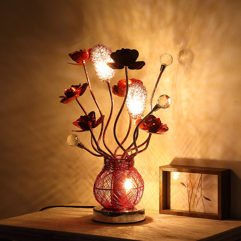 Madison - Led Flower Nightstand Lamp With Jar Base