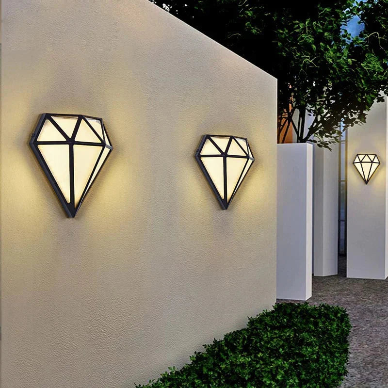 12W Outdoor Waterproof Ip65 Diamond Led Wall Light Porch Garden Lamps & Indoor Bedroom Living Room