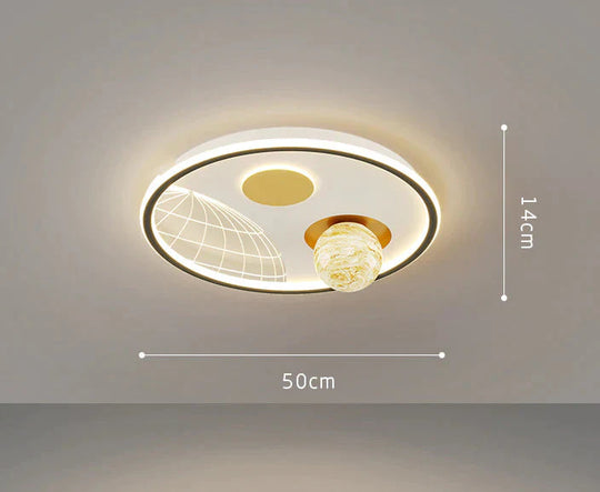 Led Ceiling Lamp Glass Living Room Dining Bedroom Modern Simple Black / Circular Tri - Color Light