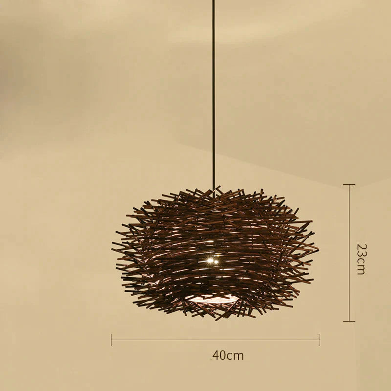 Bamboo Rattan Chandelier Restaurant Homestay Creative Bar Lamp Coffee / Dia40Cm Led Light Source