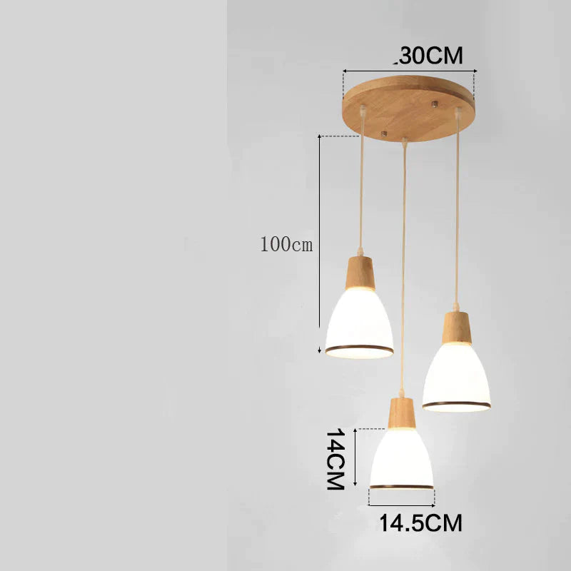 Nordic Restaurant Small Chandelier Solid Wood Creative Personality Japanese Single Head Bedside
