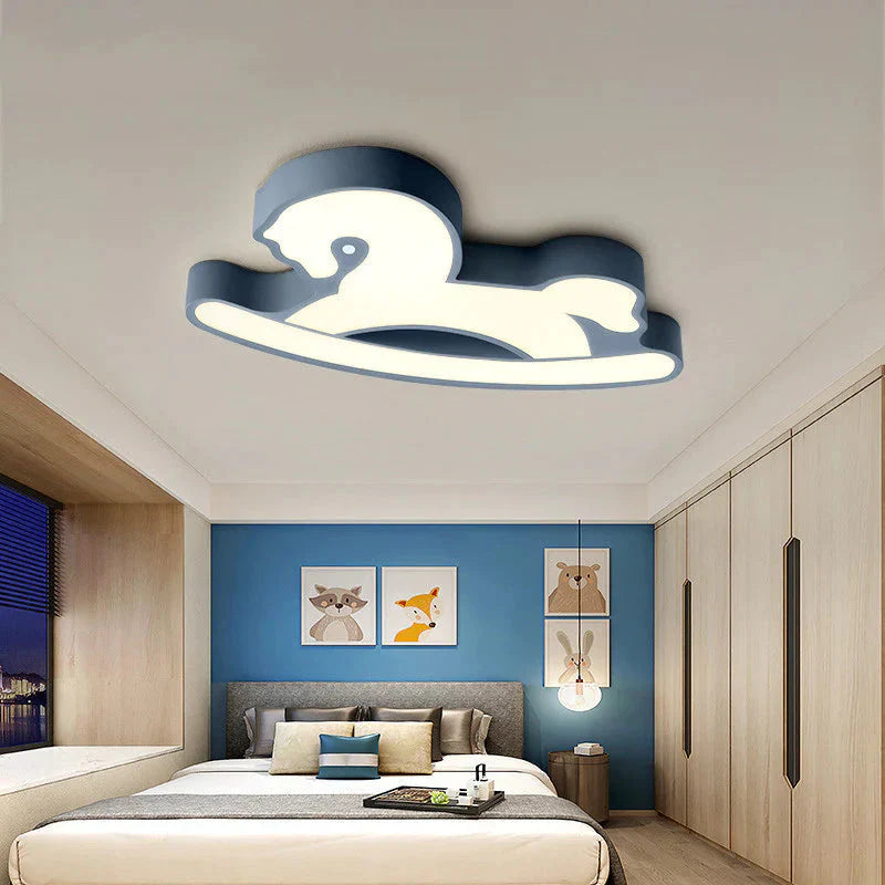 Simple Modern Cartoon Horse Bedroom Led Ceiling Lamp