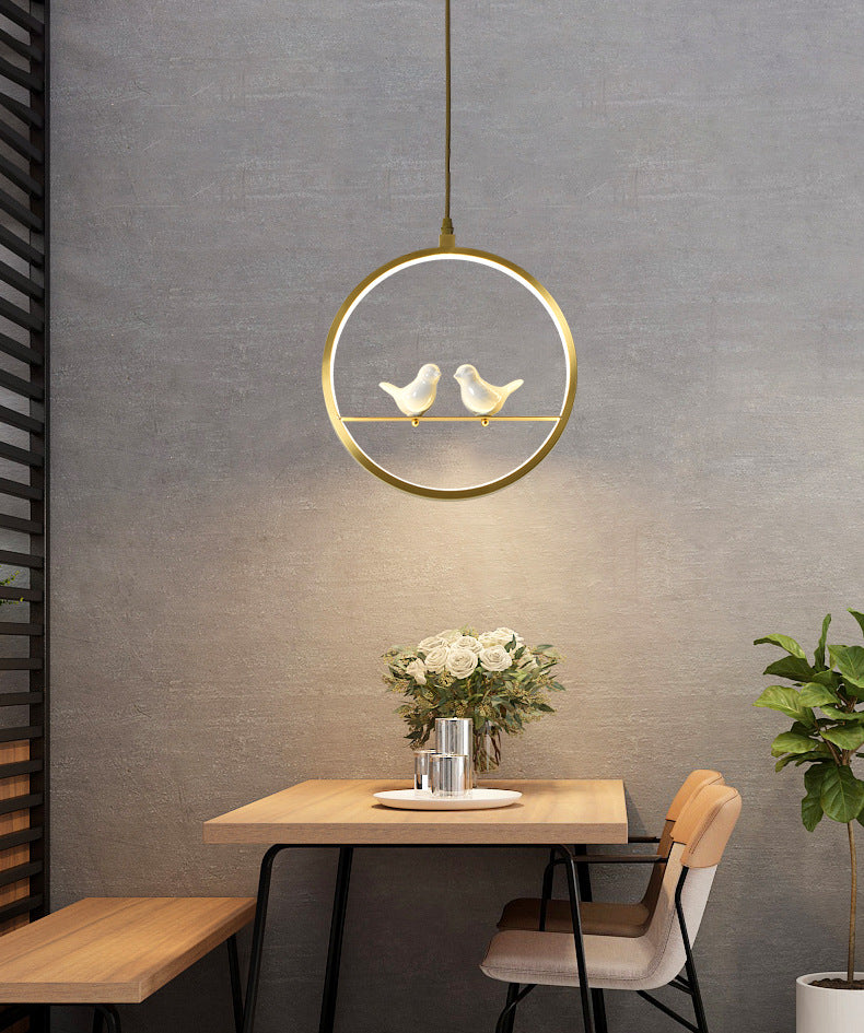 All Copper Pole Simple Restaurant Led Chandelier Nordic Post Modern Creative Bar Lamp H65 Brass